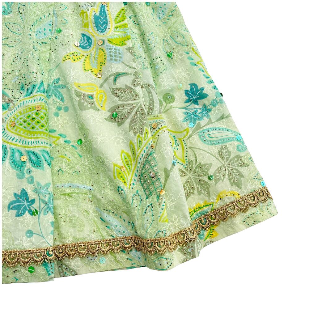 VTG Express Y2K Paisley A-Line Skirt Women 2 Fairy Sequin Embroidered Patchwork - Picture 8 of 10